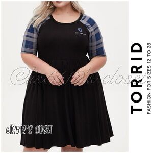Torrid Harry Potter Ravenclaw House Blue Plaid Raglan Mini Skater Dress 5X 28
